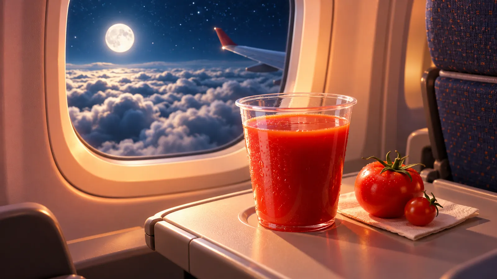 飛行機でトマトジュースが飲みたくなる理由? 機内の騒音で「うま味」が強く感じられていた