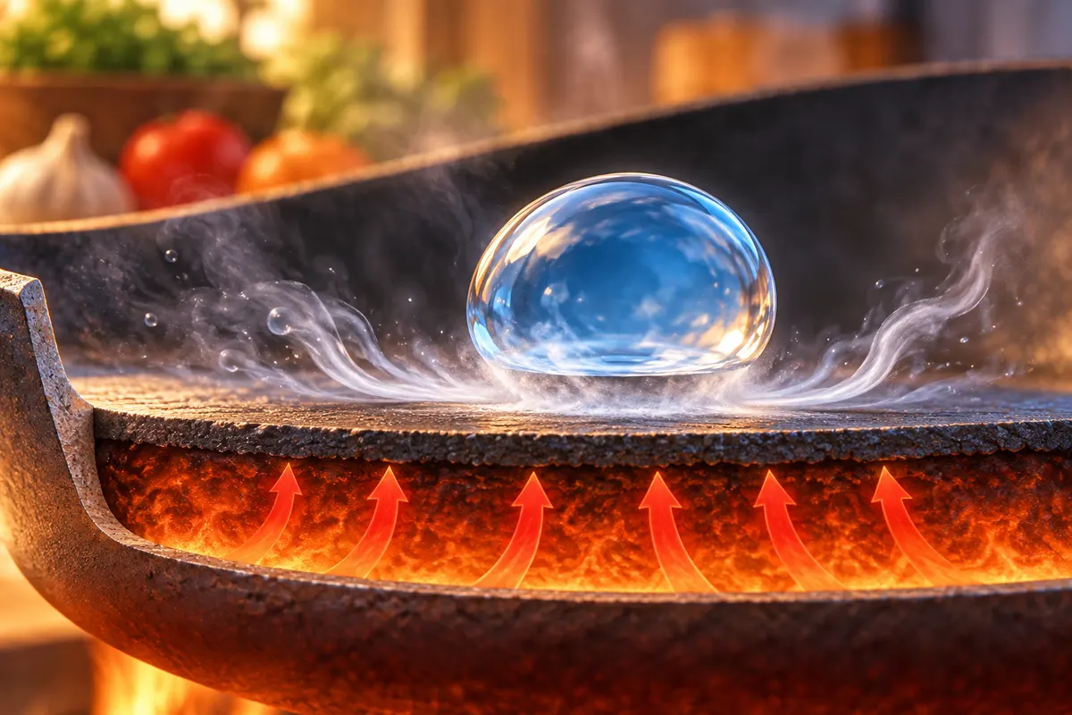 水滴の下にできた蒸気の膜が、クッションと断熱材の役割をする