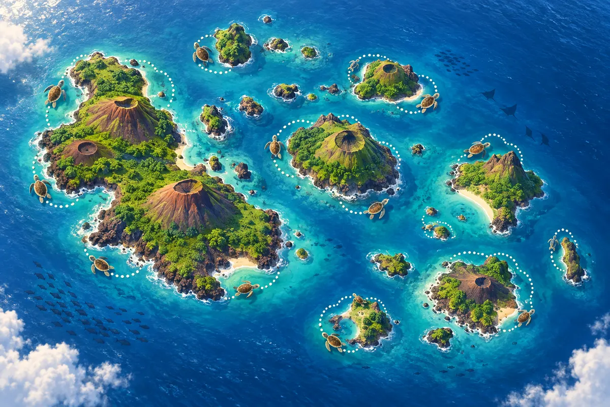 追跡されたカメたちは、どれも諸島の中か、そのすぐ近くにとどまっていた(イメージ)