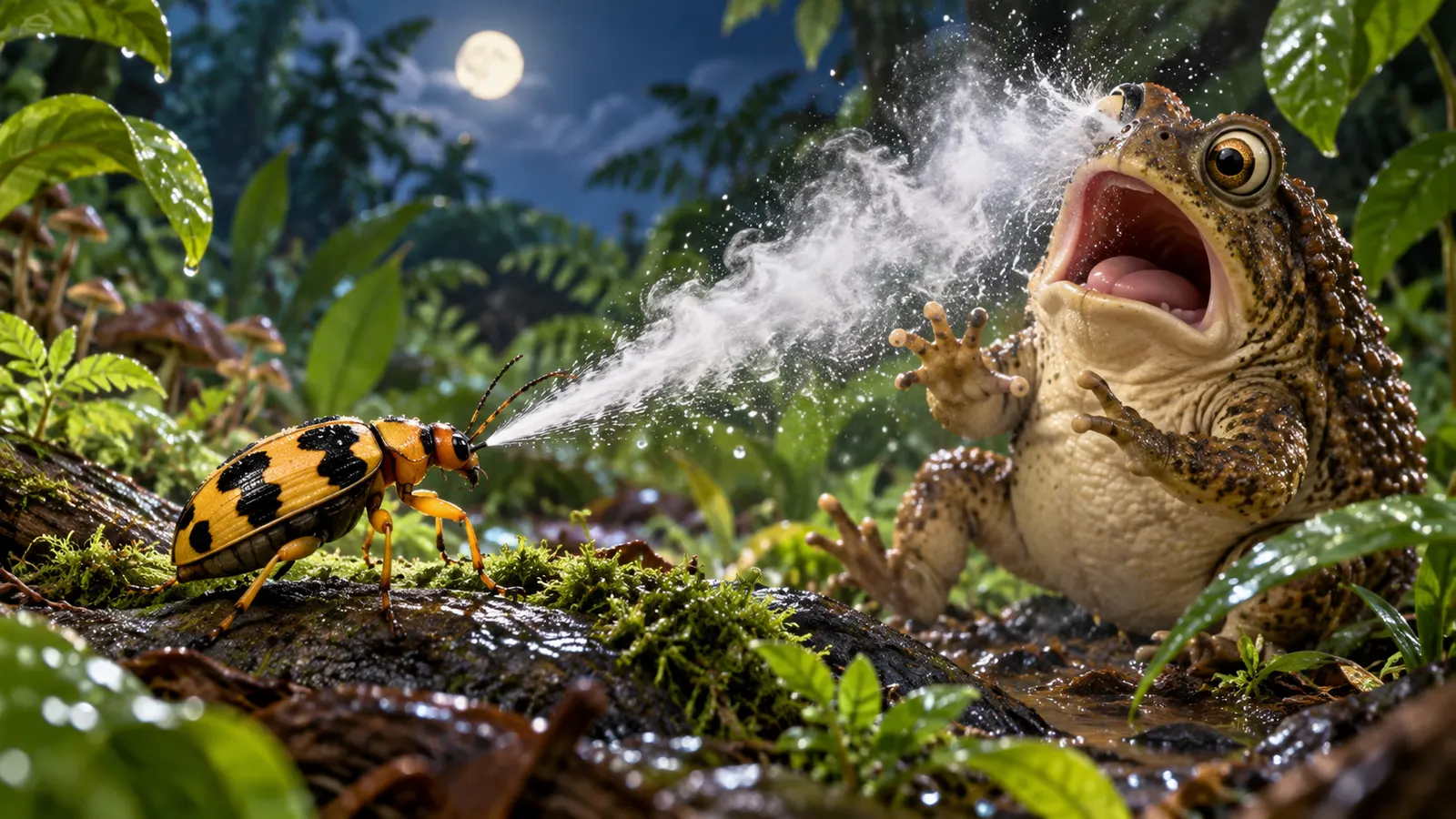 カエルに飲み込まれても、胃の中で「爆発」して生還する。ミイデラゴミムシの100℃ガス砲