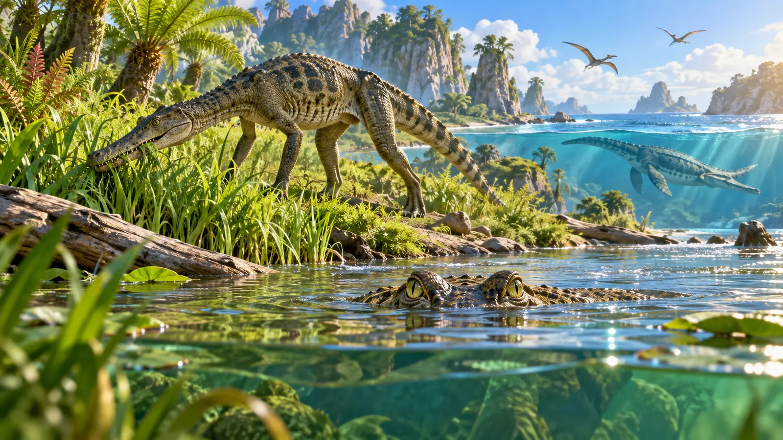 ワニは「生きた化石」? 恐竜時代の親戚には“草食ワニ”も“海を泳ぐワニ”もいた