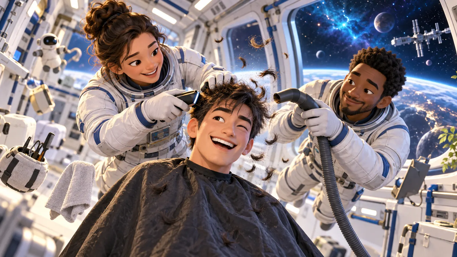 宇宙での散髪は「掃除機つきバリカン」。切った髪が舞うと何が困る?