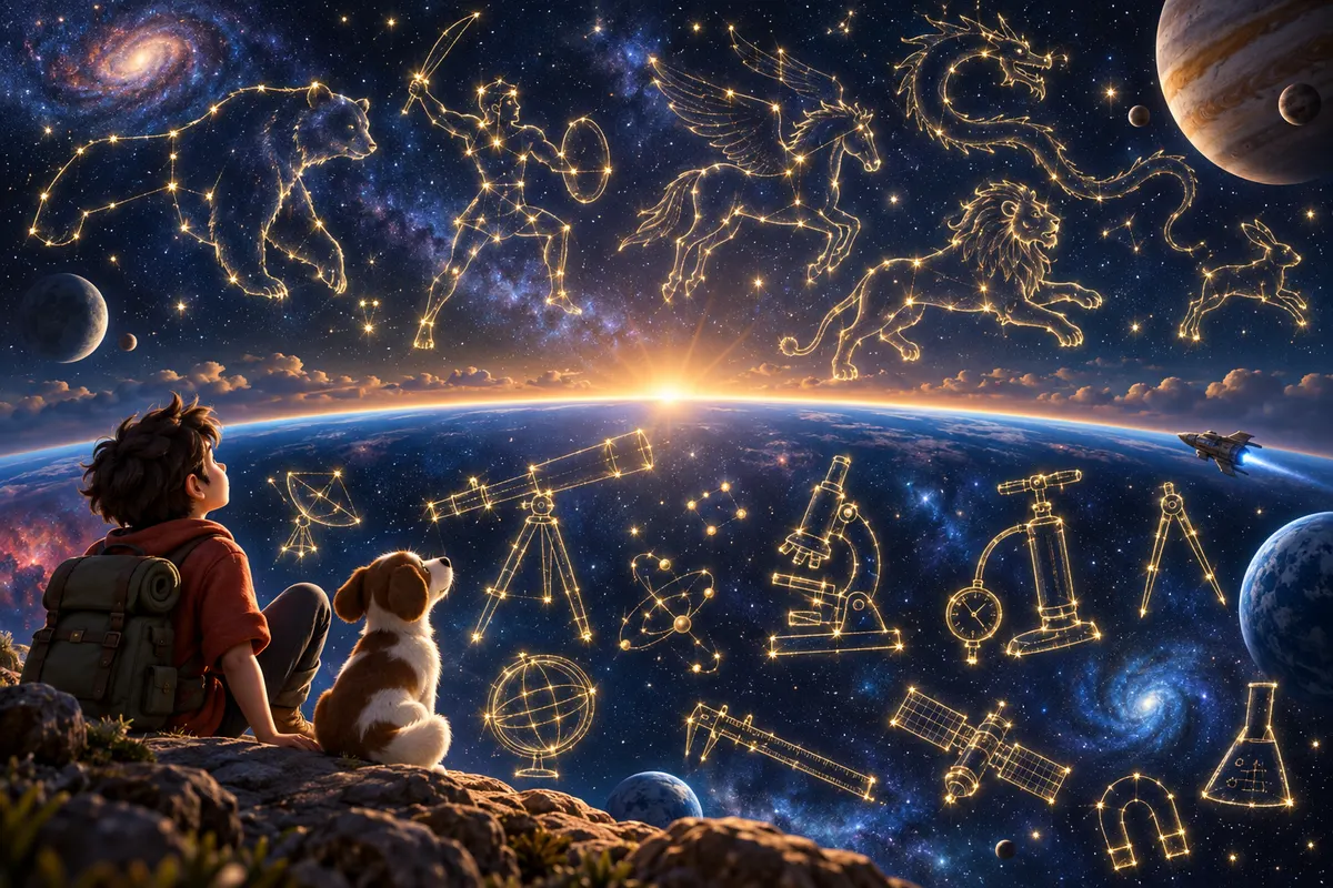 北の空は神話の星座、南の空には道具の名前の星座が多い
