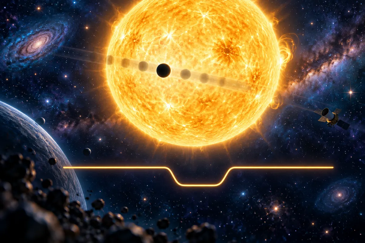 惑星が前を横切ると、恒星の光がほんの少しだけ暗くなる