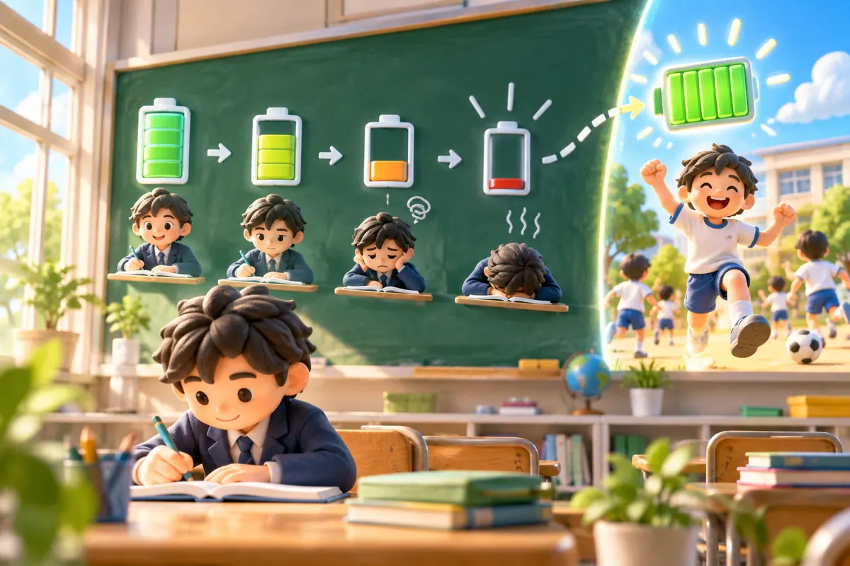 授業で減った「頭のバッテリー」は、休み時間に充電される