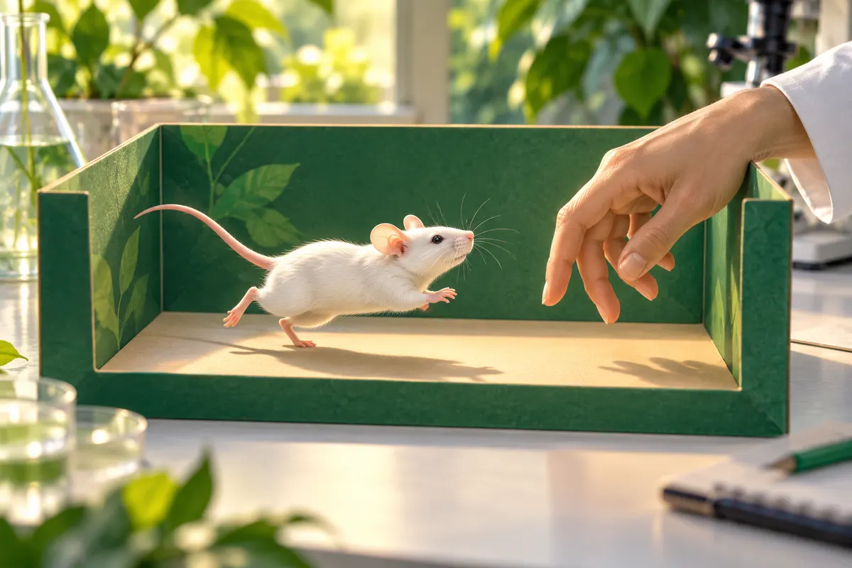 くすぐられたネズミは、くすぐりの合間に人の手を追いかけ、ときにはその場で飛び上がる。