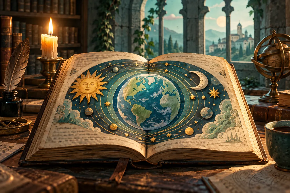 中世の天文学の教科書は、地球を宇宙の中心にある「球」として説明していた。